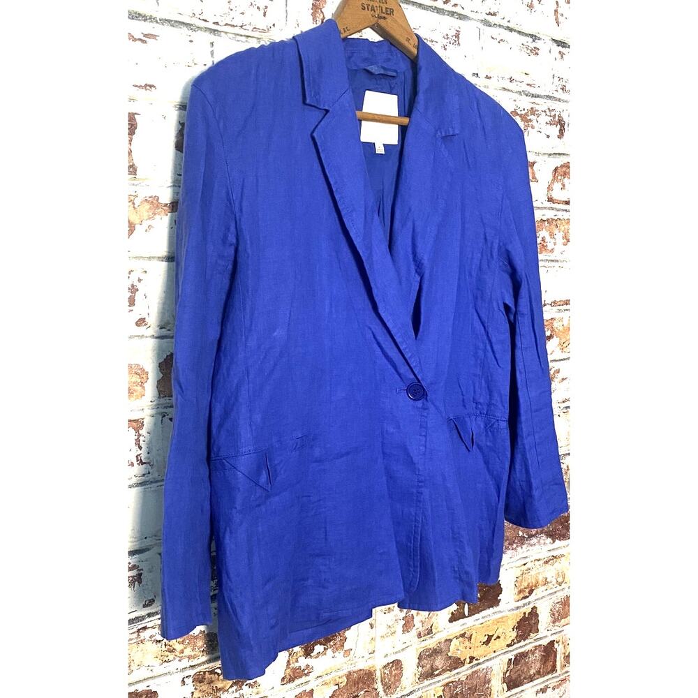 Madewell Double-Breasted Crossover 100% Linen Blazer in Bluestone - Picture 7 of 13